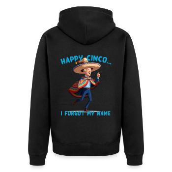 Lustig Verwirrter Präsident Mexikanischer Feiertag - Unisex Premium Bio Zip Hoodie - Schwarz - Hinten - Nico (187cm)