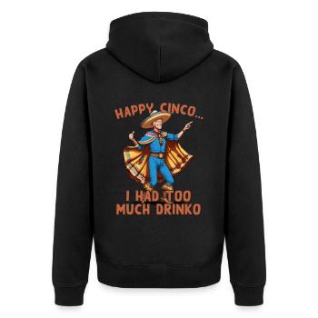 Lustig Verwirrter Präsident Mexikanischer Feiertag - Unisex Premium Bio Zip Hoodie - Schwarz - Hinten - Nico (187cm)