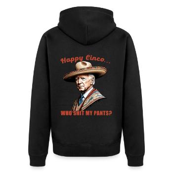 Funny Confused President Mexican Fun - Unisex Premium Organic Zip Hoodie - black - Back - Nico (187cm)