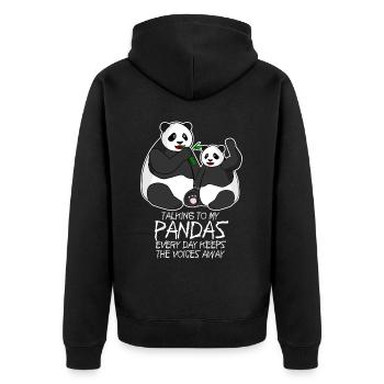 Panda Bear Funny Pandas - Unisex Premium Organic Zip Hoodie - black - Back - Nico (187cm)
