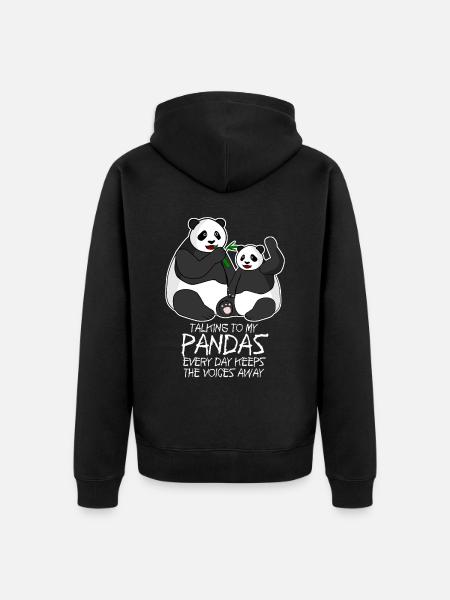 Panda Bear Funny Pandas - Unisex Premium Organic Zip Hoodie - black