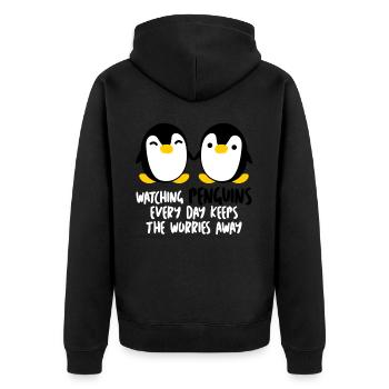 Penguins - Unisex Premium Bio Zip Hoodie - Schwarz - Hinten - Nico (187cm)