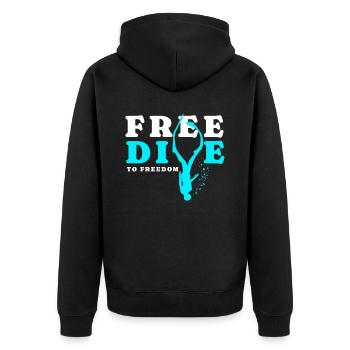 Diving, Freediving, Freediving No Limit Freediving - Unisex Premium Organic Zip Hoodie - black - Back - Nico (187cm)