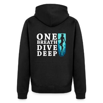 Diving, Freediving, Freediving No Limit Freediving - Unisex Premium Organic Zip Hoodie - black - Back - Nico (187cm)