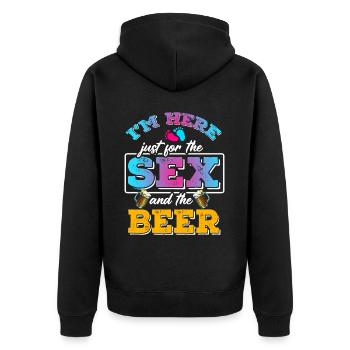 I'm just here for the beer - Unisex Premium Organic Zip Hoodie - black - Back - Nico (187cm)