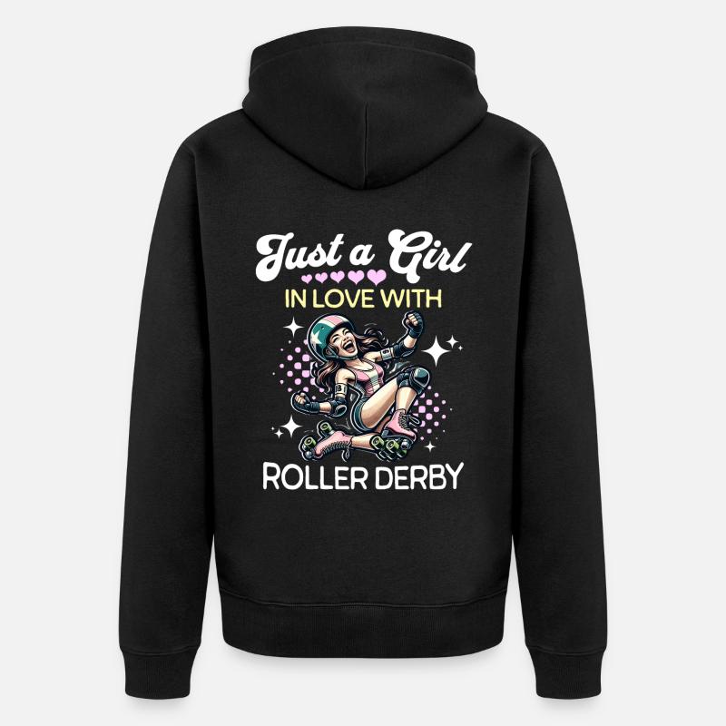 Roller Derby Mädchen - Unisex Premium Bio Zip Hoodie - Schwarz