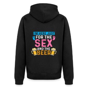 Ich Bin Nur Für Den Sex Und Das Bier Hier - Unisex Premium Bio Zip Hoodie - Schwarz - Hinten - Nico (187cm)