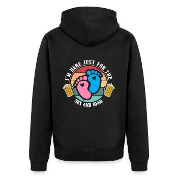 Ich Bin Nur Für Den Sex Und Das Bier Hier - Unisex Premium Bio Zip Hoodie - Schwarz - Hinten - Nico (187cm)