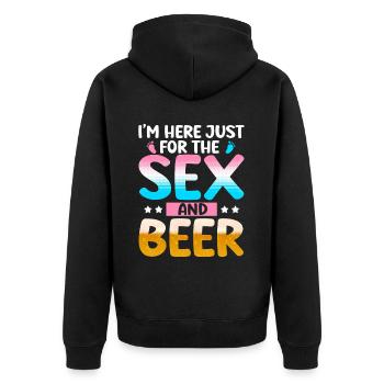 Ich Bin Nur Für Den Sex Und Das Bier Hier - Unisex Premium Bio Zip Hoodie - Schwarz - Hinten - Nico (187cm)