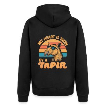 Funny Tapir Saying - Unisex Premium Organic Zip Hoodie - black - Back - Nico (187cm)