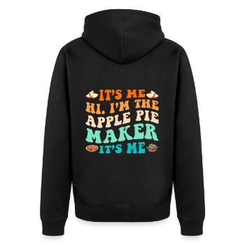 Funny Apple Pie Saying - Unisex Premium Organic Zip Hoodie - black - Back - Nico (187cm)