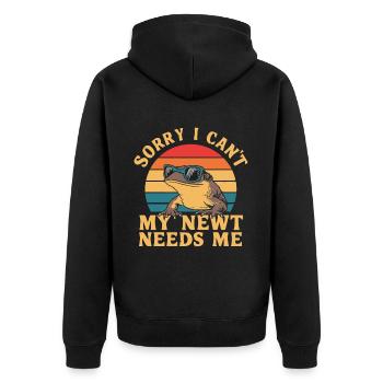 Witziger Molch Spruch - Unisex Premium Bio Zip Hoodie - Schwarz - Hinten - Nico (187cm)