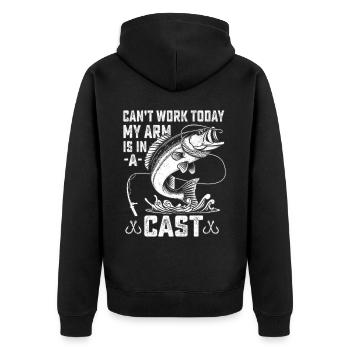 Can't work today my arm is in a cast - Unisex Premium Organic Zip Hoodie - black - Back - Nico (187cm)