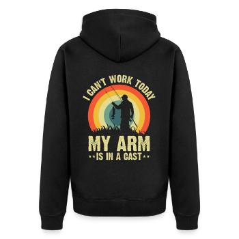 I can't work today my arm is in a cast - Unisex Premium Organic Zip Hoodie - black - Back - Nico (187cm)