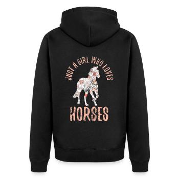 Equestrian Sports Love Horse Racing Horse Head Sayings - Unisex Premium Organic Zip Hoodie - black - Back - Nico (187cm)