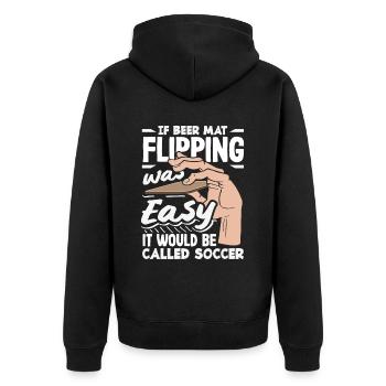 Beer mat turn over game beer - Unisex Premium Organic Zip Hoodie - black - Back - Nico (187cm)