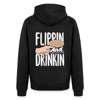 Bierdeckel Umdrehen Spiel Bier - Unisex Premium Bio Zip Hoodie - Schwarz - Hinten - Nico (187cm)