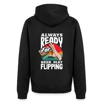 Beer mat turn over game beer - Unisex Premium Organic Zip Hoodie - black - Back - Nico (187cm)