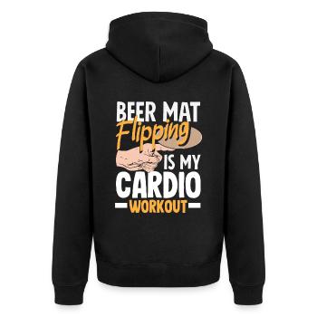 Bierdeckel Umdrehen Spiel Bier - Unisex Premium Bio Zip Hoodie - Schwarz - Hinten - Nico (187cm)
