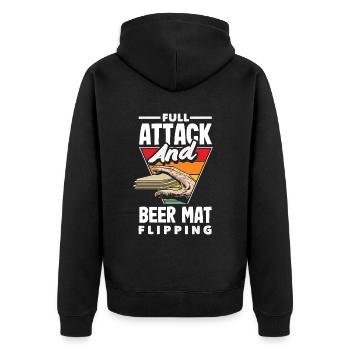 Beer mat turn over game beer - Unisex Premium Organic Zip Hoodie - black - Back - Nico (187cm)