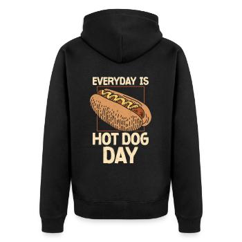 Hot Dog Adult Every Day Is Hot Dog - Unisex Premium Organic Zip Hoodie - black - Back - Nico (187cm)