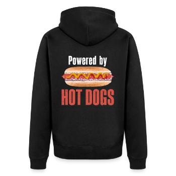 Hot Dog Adult Powered By Hot Dogs - Unisex Premium Organic Zip Hoodie - black - Back - Nico (187cm)