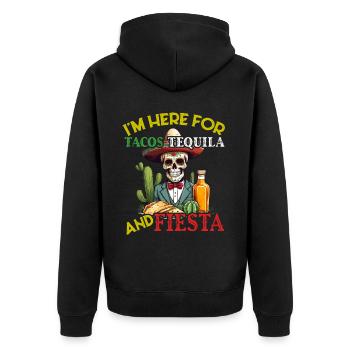 Funny Fiesta Saying Mexican Holiday - Unisex Premium Organic Zip Hoodie - black - Back - Nico (187cm)
