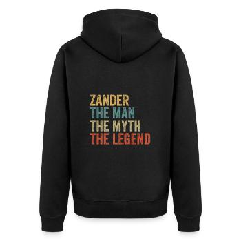 Zander, l’homme, le mythe - Veste à capuche bio Premium Unisexe - noir - Dos - Nico (187cm)