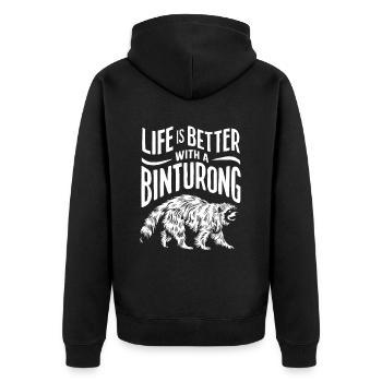 Binturong Bearcat Geschenk - Unisex Premium Bio Zip Hoodie - Schwarz - Hinten - Nico (187cm)