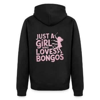 Bongo Music Gift - Unisex Premium Organic Zip Hoodie - black - Back - Nico (187cm)