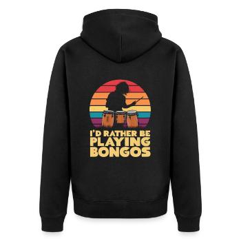 Bongo Music Gift - Unisex Premium Organic Zip Hoodie - black - Back - Nico (187cm)
