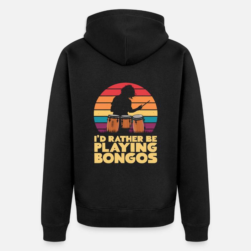 Bongo Musik Geschenk - Unisex Premium Bio Zip Hoodie - Schwarz