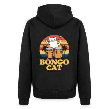 Bongo Music Gift - Unisex Premium Organic Zip Hoodie - black - Back - Nico (187cm)