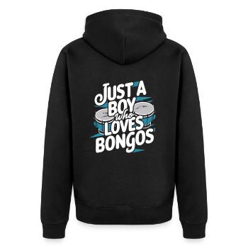 Bongo Music Gift - Unisex Premium Organic Zip Hoodie - black - Back - Nico (187cm)