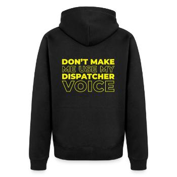 Notruf Leitstelle Einsatzzentrale - Unisex Premium Bio Zip Hoodie - Schwarz - Hinten - Nico (187cm)