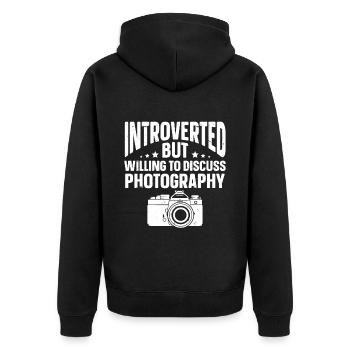 Fun Introvert Gifts - Unisex Premium Organic Zip Hoodie - black - Back - Nico (187cm)