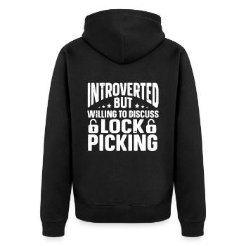 Fun Introvert Gifts - Unisex Premium Organic Zip Hoodie - black - Back - Nico (187cm)