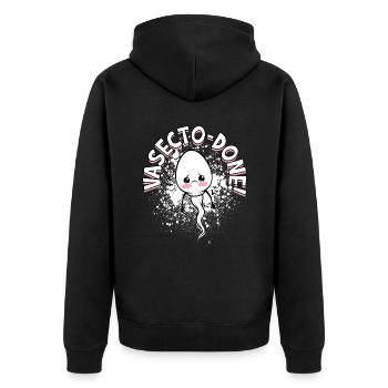 Vasectomie Vasecto-done - Veste à capuche bio Premium Unisexe - noir - Dos - Nico (187cm)