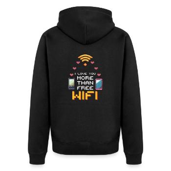 Geek Love Je t’aime plus que le Wi-Fi gratuit - Veste à capuche bio Premium Unisexe - noir - Dos - Nico (187cm)