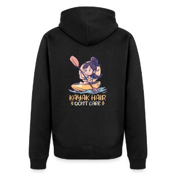 Kajak Kajak Haare, egal - Unisex Premium Bio Zip Hoodie - Schwarz - Hinten - Nico (187cm)