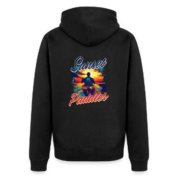 Kajak fahren Sonnenuntergang Paddler - Unisex Premium Bio Zip Hoodie - Schwarz - Hinten - Nico (187cm)