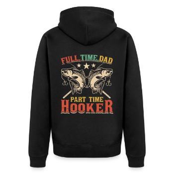 Vollzeit-Vater, Teilzeit-Nutten - Unisex Premium Bio Zip Hoodie - Schwarz - Hinten - Nico (187cm)