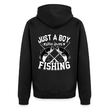 Juste un garçon qui aime la pêche - Veste à capuche bio Premium Unisexe - noir - Dos - Nico (187cm)