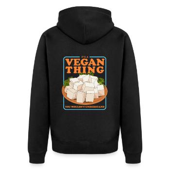 Tofu Bean Curd Bean Cheese Vegan Gift - Unisex Premium Organic Zip Hoodie - black - Back - Nico (187cm)