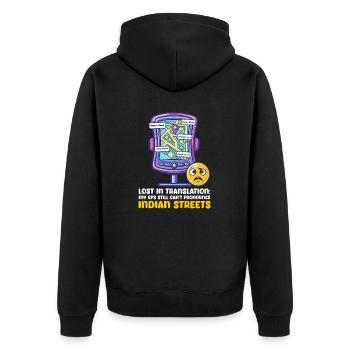 Indianer können Indianer immer noch nicht indianisch stree aussprechen - Unisex Premium Bio Zip Hoodie - Schwarz - Hinten - Nico (187cm)