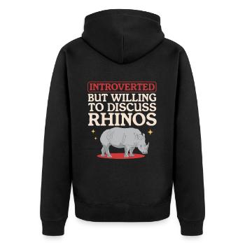 Rhino Rhinos Rhinoceros Gift - Unisex Premium Organic Zip Hoodie - black - Back - Nico (187cm)