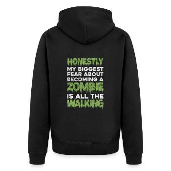 Zombie - Unisex Premium Bio Zip Hoodie - Schwarz - Hinten - Nico (187cm)