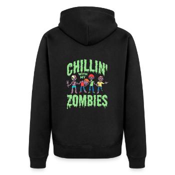 Zombie Zombie-Jäger Zombieapokalypse Geschenk - Unisex Premium Bio Zip Hoodie - Schwarz - Hinten - Nico (187cm)