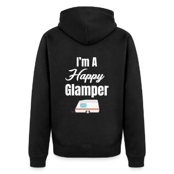 I'm A Happy Glamper Funny Hiker Adventure S'mores - Unisex Premium Bio Zip Hoodie - Schwarz - Hinten - Nico (187cm)