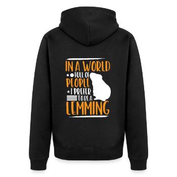 Lemming Vole I'd Rather Be a Lemming - Unisex Premium Organic Zip Hoodie - black - Back - Nico (187cm)